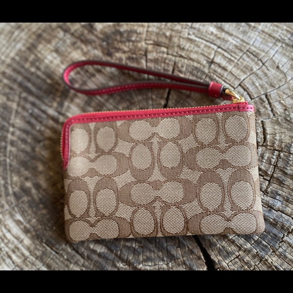 Coach Signature Leather Corner Zip Wristlet - Picture 3 of 3
